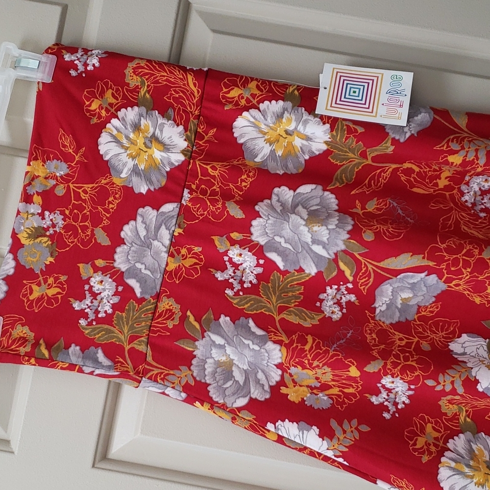 LuLaRoe red floral strapless dress - Picture 2 of 7